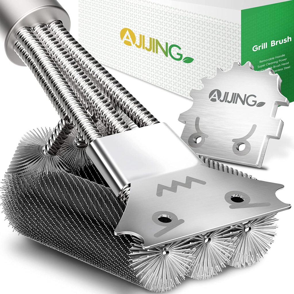 AJIJING Grill Brush and Scraper, Grill Cleaning Brush- Best Stainless Steel Cleaner for Weber Grills